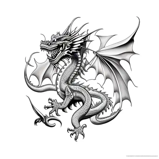 climbing dragon tattoo design idea