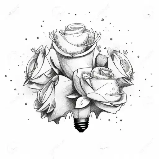 broken light bulb with flowers sprouting tattoo design idea