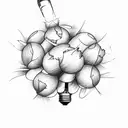 broken light bulb with flowers sprouting tattoo design idea