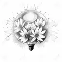 broken light bulb with flowers sprouting tattoo design idea