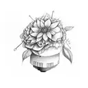 broken light bulb with flowers  tattoo design idea