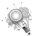 broken light bulb with flowers  tattoo design idea