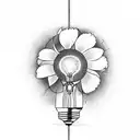 broken light bulb with flowers  tattoo design idea