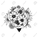 broken light bulb with flowers sprouting tattoo design idea