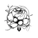 broken light bulb with flowers sprouting tattoo design idea