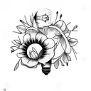 broken light bulb with flowers sprouting tattoo design idea