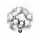 broken light bulb with flowers sprouting tattoo design idea