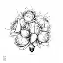 broken light bulb with flowers sprouting tattoo design idea