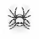 nun-headed spider with red eyes tattoo design idea