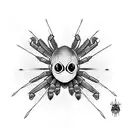 nun-headed spider with red eyes tattoo design idea