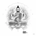 monk in lotus pose on fire tattoo design idea