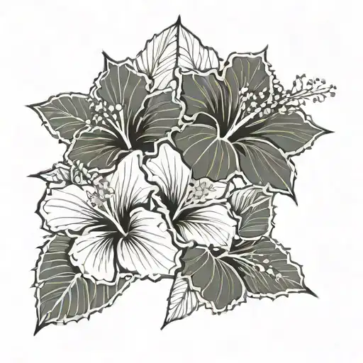 3 hibiscus flowers intertwined representing my children tattoo design idea