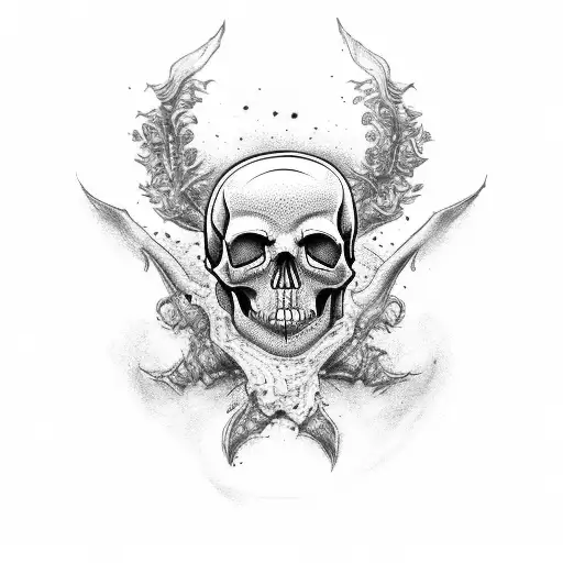 Dotwork Black Lining Tattoo Skull Tattoo Idea - BlackInk AI