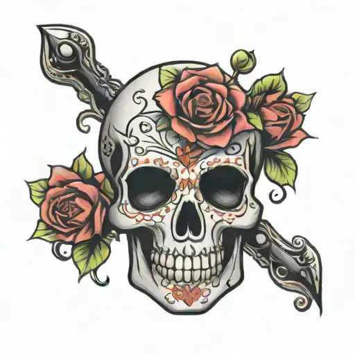 candy skull tattoo design idea