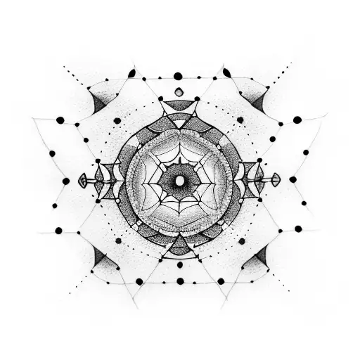 A dotwork tattoo of a detailed constellation design incorporating elements of art and philosophy tattoo design idea