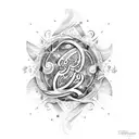 A sketch-style tattoo of a philosophical quote written in a beautiful calligraphy font, surrounded by waves and seashells tattoo design idea