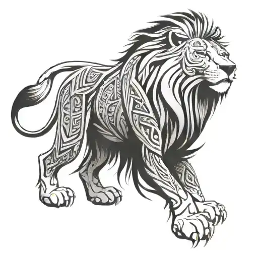 tribal lion tattoo design idea