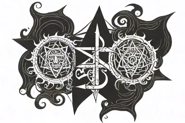 Satanic Style lettering of Pulvis et Umbra Sumus tattoo design idea