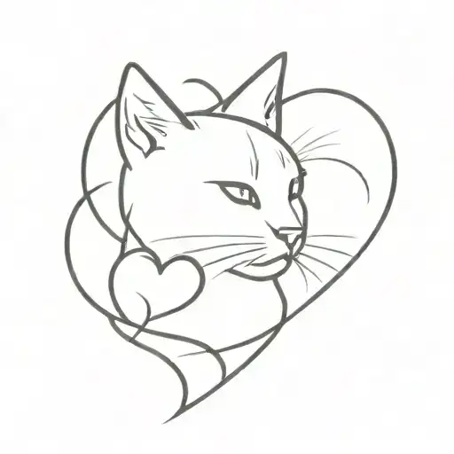 Cat, heart, and music tattoo design idea