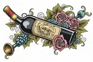 Wine bottle tattoo design idea