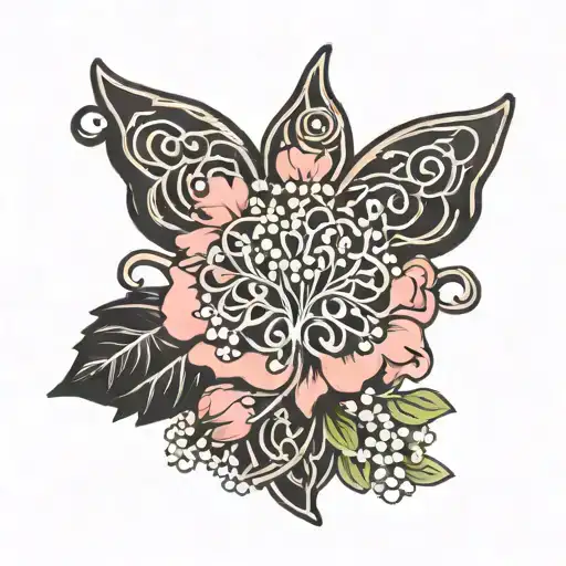 Celtic mother symbol babys breath pink carnation 1954-2024 tattoo design idea