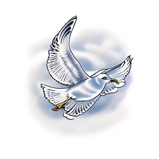 seagull flying tattoo design idea
