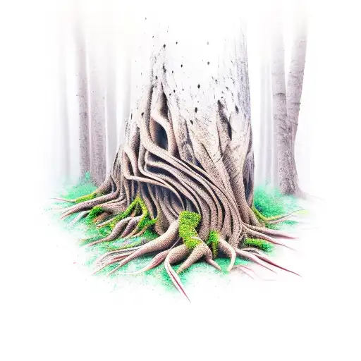 forest roots hawk outdoors tattoo design idea