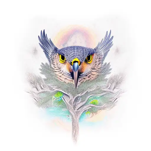 tree root hawk outdoors tattoo design idea