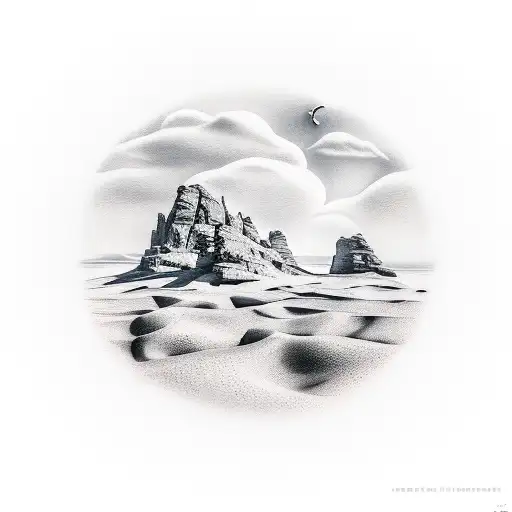landscape desert islands tattoo design idea