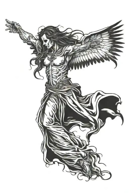 death angel falling tattoo design idea