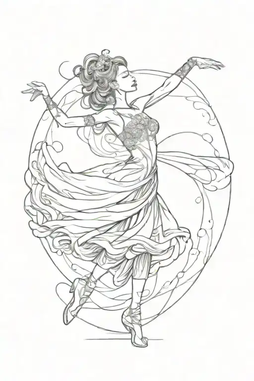 tiny dancer gracefully moving tattoo design idea