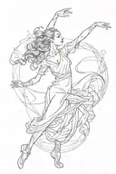 tiny dancer gracefully moving tattoo design idea