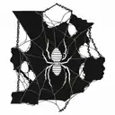 a spider hanging from its web while rolling up a moth in web  tattoo design idea