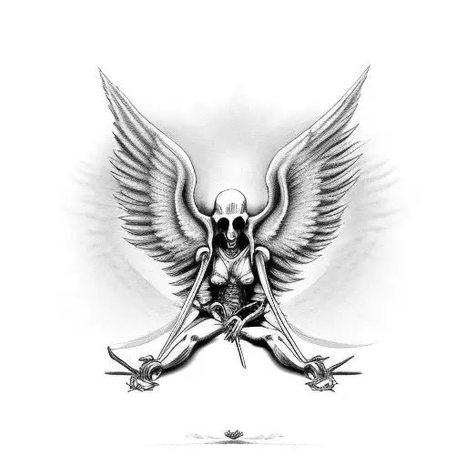 Amazoncom Destiny by Dan Scholz Skeleton Grim Reaper Dark Angel Tattoo  Canvas Art Print Posters  Prints