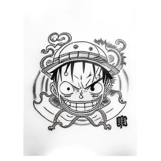 Happy Luffy One Piece tattoo design idea