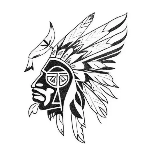 An intricately designed Native American headdress surrounded by soaring eagles tattoo design idea