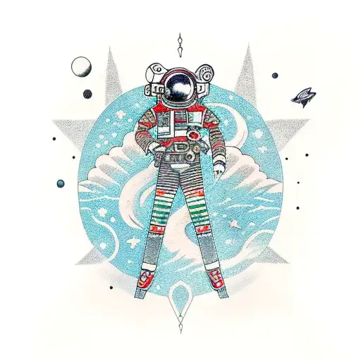 space cowboy tattoo design idea
