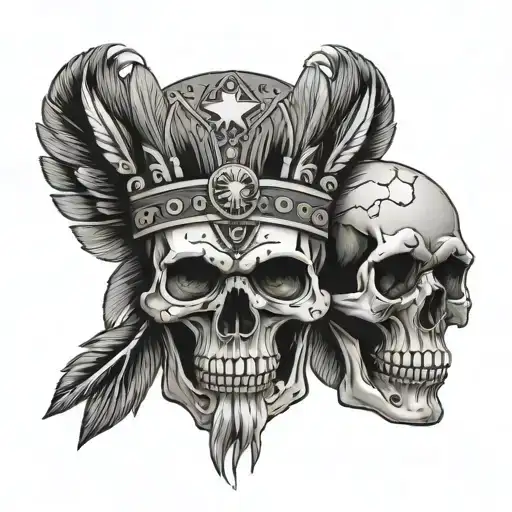 texas austin indian skull surrounded tattoo design idea