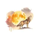  wolf howling at a full moon tattoo design idea