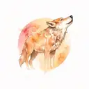  wolf howling at a full moon tattoo design idea