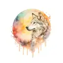  wolf howling at a full moon tattoo design idea