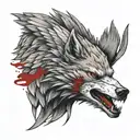Wild dangerous looking wolf that drops blood on its mouth, most dangerous fighter jet and cool looking bald eagle  tattoo design idea