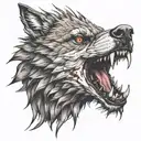Wild dangerous looking wolf that drops blood on its mouth, most dangerous fighter jet and cool looking bald eagle  tattoo design idea