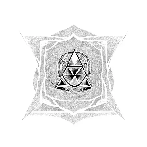 Symmetrical triforce emblem with vines tattoo design idea