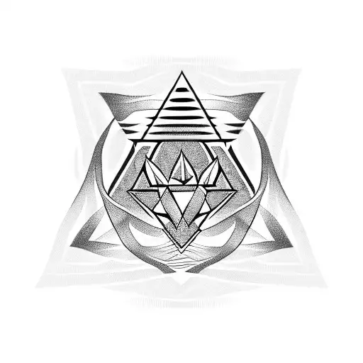 Symmetrical triforce emblem with hanging vines tattoo design idea