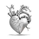 Mechanical Heart With Metal Chains as Veins tattoo design idea