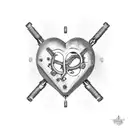 Mechanical Heart With Metal Chains as Veins tattoo design idea