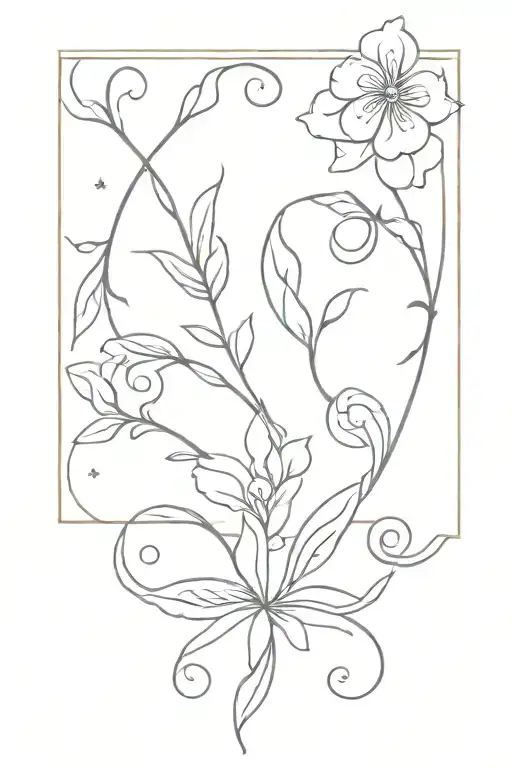 Incorporate ancient Greek ornament elements into a floral design for a unique tattoo tattoo design idea