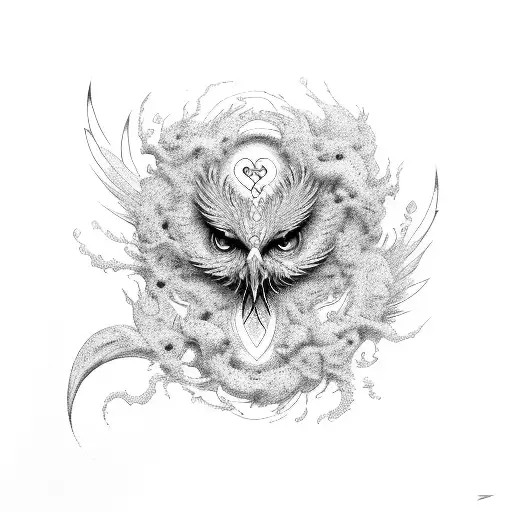  semicolon and phoenix tattoo design idea