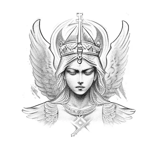 religious guardian angel tattoo design idea